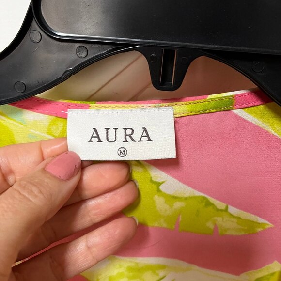 Aura The Label Tropical Leaf Print Open Front Kimono Cover-Up M NWOT - Picture 9 of 11
